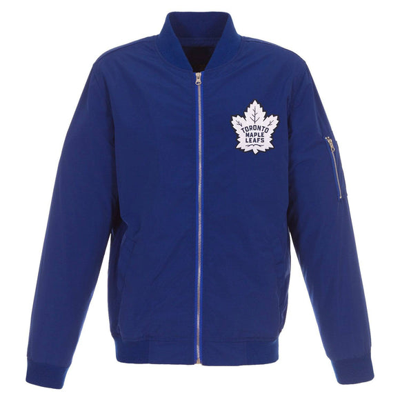 Toronto Maple Leafs JH Design Lightweight Nylon Bomber Jacket – Royal