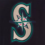 MLB Seattle Mariners Reversible Wool Jacket  Embroidered Logos JH Design - Navy