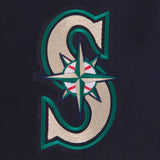 MLB Seattle Mariners Reversible Wool Jacket  Embroidered Logos JH Design - Navy