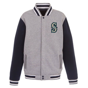 Seattle Mariners  JH Design -Two-Tone Reversible Fleece Jacket - Gray/Navy