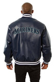 Seattle Mariners Full Leather Jacket - Navy