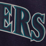 Seattle Mariners Wool Jacket w/ Handcrafted Leather Logos - Navy