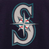 Seattle Mariners Wool Jacket w/ Handcrafted Leather Logos - Navy