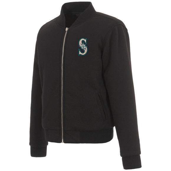 Seattle Mariners JH Design Reversible Women Fleece Jacket - Black