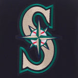 Seattle Mariners - JH Design Reversible Fleece Jacket with Faux Leather Sleeves - Navy/White