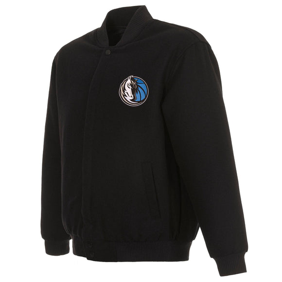 Dallas Mavericks Reversible Wool Jacket - Embroidered Logos JH Design Black