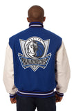 Dallas Mavericks Domestic Two-Tone Wool and Leather Jacket-Royal/White