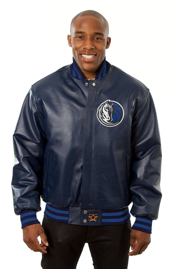 Dallas Mavericks Full Leather Jacket - Navy