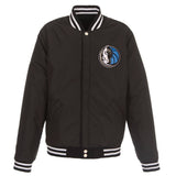 Dallas Mavericks - JH Design Reversible Fleece Jacket with Faux Leather Sleeves - Black/White