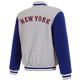 New York Mets JH Design - Two-Tone Reversible Fleece Jacket - Gray/Royal