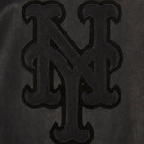 New York Mets Full Leather Jacket - Black/Black