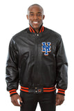 New York Mets Full Leather Jacket - Black