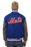 New York Mets Embroidered Wool Jacket - Royal/Charcoal