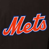 New York Mets Wool & Leather Reversible Jacket w/ Embroidered Logos - Black