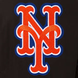 New York Mets Wool & Leather Reversible Jacket w/ Embroidered Logos - Black