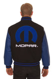 Dodge Mopar Embroidered Wool & Leather Jacket - Black/Royal