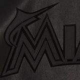 Miami Marlins Full Leather Jacket - Black/Black