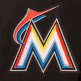 Miami Marlins Wool & Leather Reversible Jacket w/ Embroidered Logos - Black