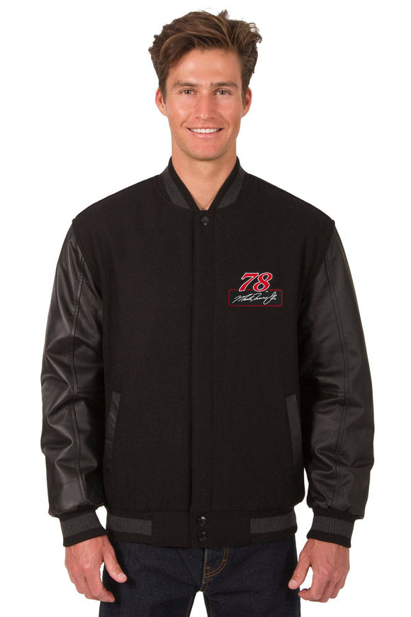 Martin Truex Jr. Wool & Leather Varsity Jacket - Black