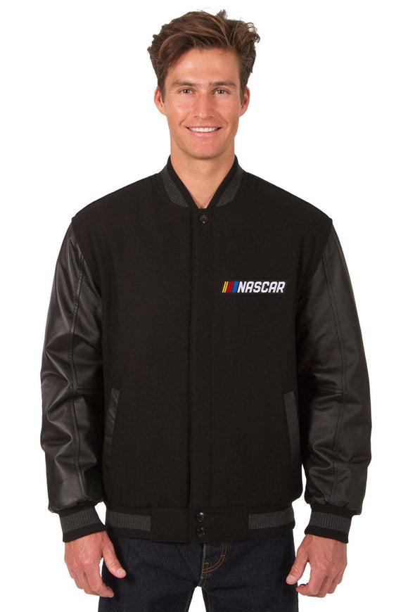 NASCAR Wool & Leather Varsity Jacket - Black