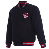 Washington Nationals Reversible Wool Jacket With Embroidered Logos  JH Design - Navy