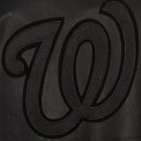 Washington Nationals Full Leather Jacket - Black/Black