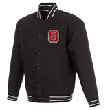 NC State Wolfpack Poly Twill Varsity Jacket - Black - J.H. Sports Jackets