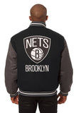 Brooklyn Nets  Embroidered Handmade Wool Jacket - Black/Grey