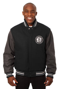 Brooklyn Nets  Embroidered Handmade Wool Jacket - Black/Grey