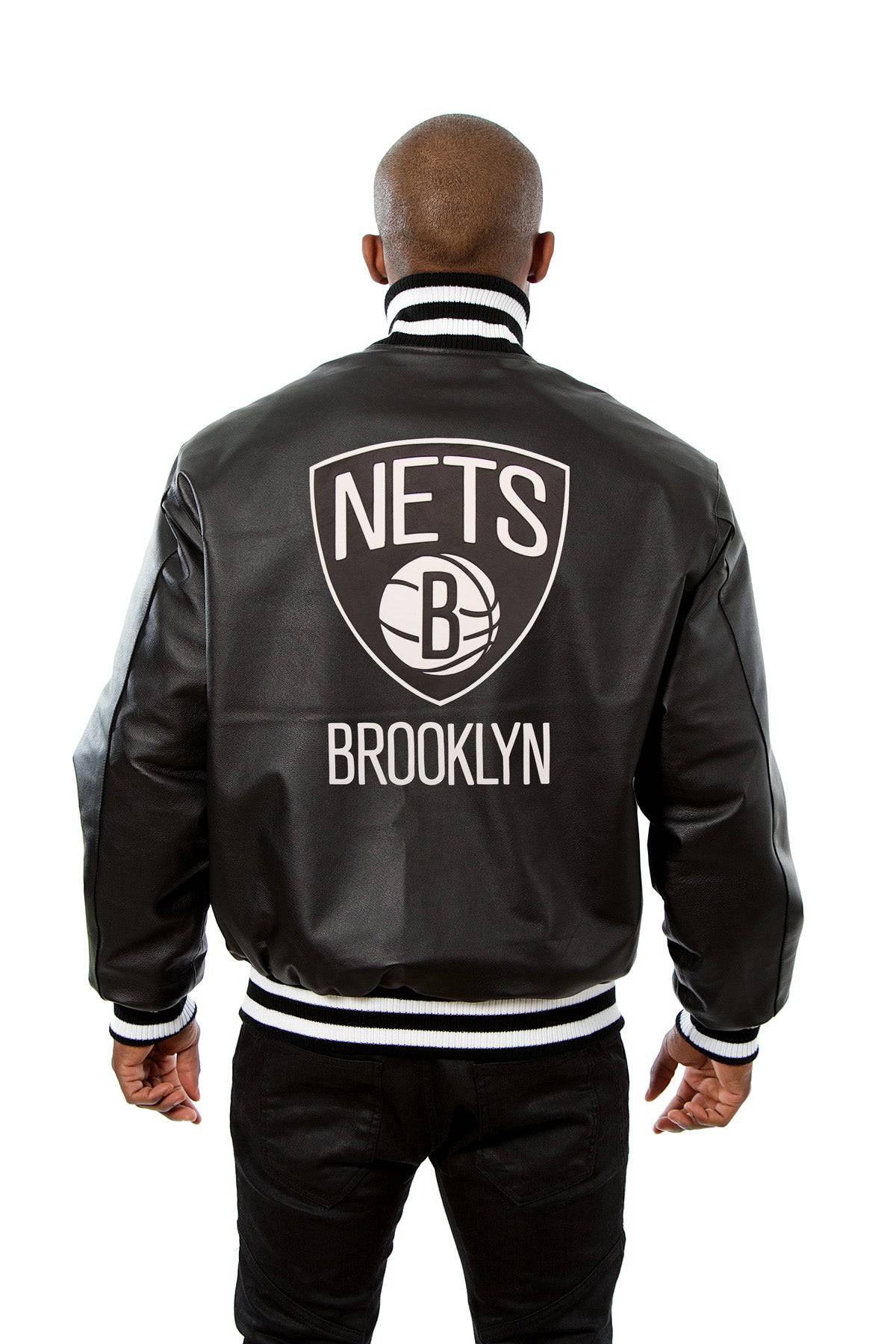 Brooklyn Nets Full Leather Jacket - Black | J.H. Sports Jackets