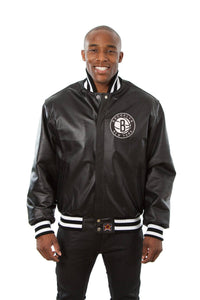 Brooklyn Nets Full Leather Jacket - Black