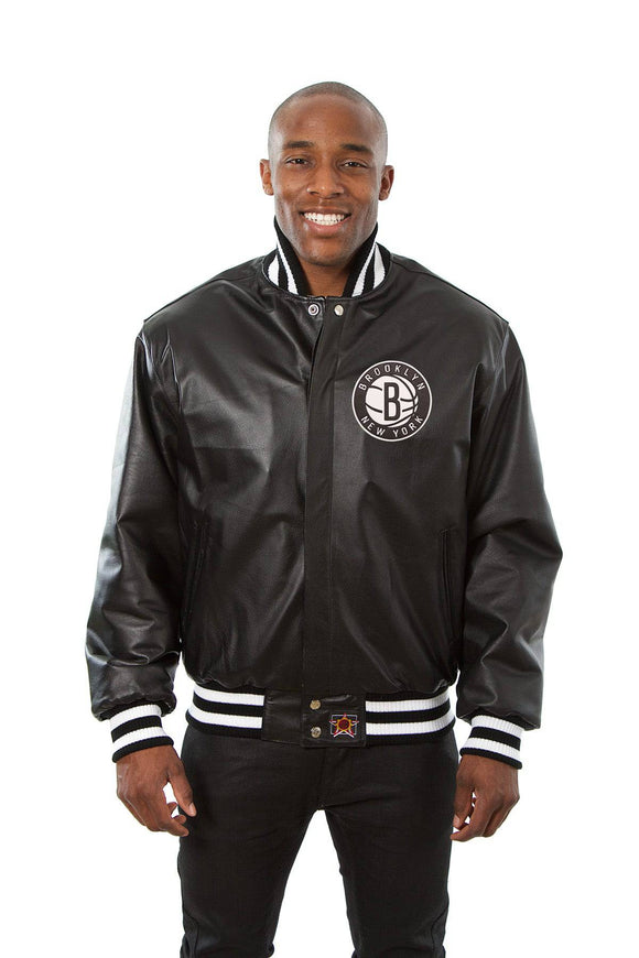 Brooklyn Nets Full Leather Jacket - Black