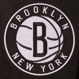 Brooklyn Nets Wool & Leather Reversible Jacket w/ Embroidered Logos - Black