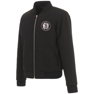 Brooklyn Nets JH Design Reversible Women Fleece Jacket - Black