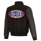 NHRA JH Design Wool & Leather Reversible Jacket w/ Embroidered Logos - Black - J.H. Sports Jackets