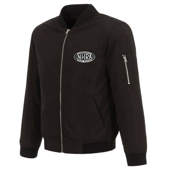 NHRA JH Design Lightweight Nylon Bomber Jacket – Black/Black - J.H. Sports Jackets