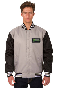 Monster Energy NASCAR Cup Series Poly Twill Varsity Jacket - Gray/Black