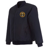 Denver Nuggets Reversible Wool Jacket - Embroidered Logos JH Design Navy