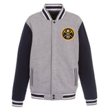 Denver Nuggets JH Design Two-Tone Reversible Fleece Jacket - Gray/Navy