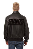 New York Giants JH Design Tonal All Leather Jacket - Black/Black