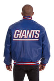 New York Giants Handmade Full Leather Snap Jacket - Royal