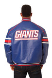 New York Giants JH Design All Leather Jacket - Royal/Red