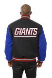 New York Giants JH Design Wool Handmade Full-Snap Jacket - Black/Royal - J.H. Sports Jackets