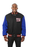 New York Giants JH Design Wool Handmade Full-Snap Jacket - Black/Royal