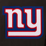 New York Giants Wool & Leather Reversible Jacket w/ Embroidered Logos - Black