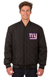 New York Giants Wool & Leather Reversible Jacket w/ Embroidered Logos - Black