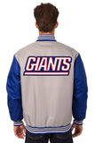 NFL JH Design New York Giants Poly Twill Varsity Jacket - Gray/Royal