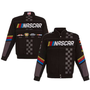 NASCAR Generic JH Design Black Twill Logo Uniform Full-Snap Jacket