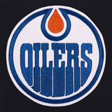 Edmonton Oilers Reversible Wool Jacket  Embroidered Logos - JH Design  Navy