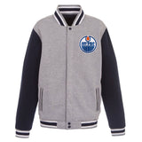 NHL Edmonton Oilers JH Design Two-Tone Reversible Fleece Jacket - Gray/Navy